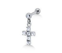 Stone Set Cross Shaped Upper Ear Dangling Charms TIPBD-12